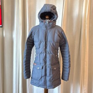 Columbia Omni heat winter jacket with leather details.